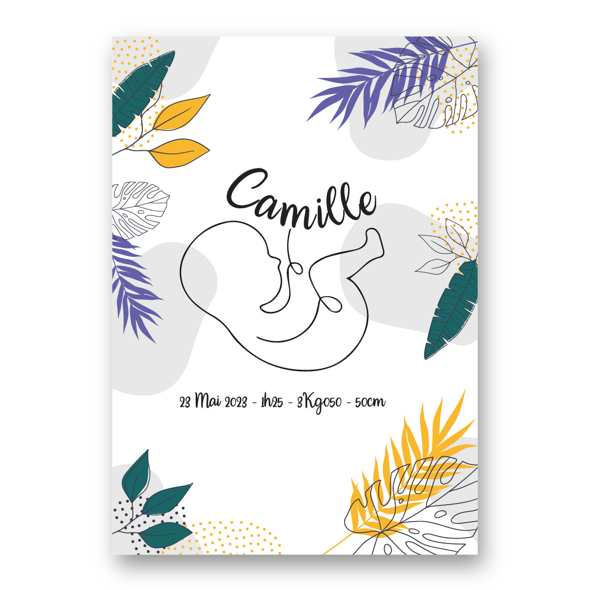 Affiche naissance personnalisé - Thème 01